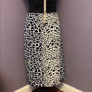 Black, white and blue animal print skirt
